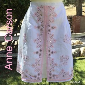 NWT~Anne Carson Embroidery Beaded Boho Skirt